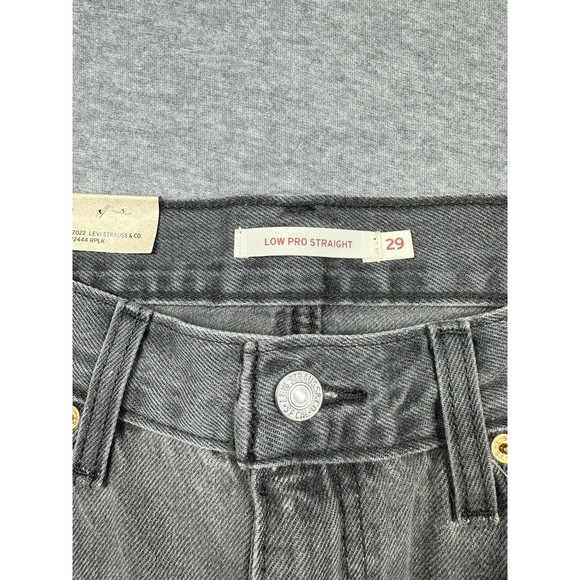 Levis Jeans Womens 29 Gray Denim Low Pro Straight Leg Mid Rise Paint Splatter - Picture 2 of 6